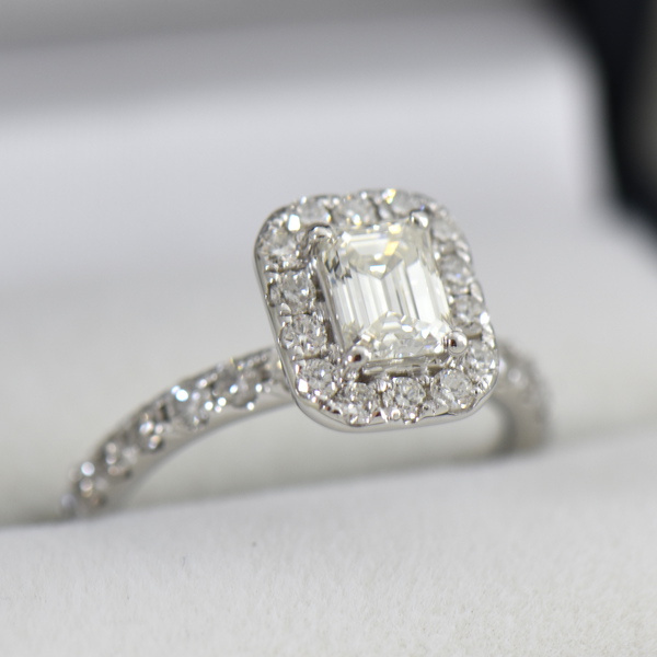 Emerald Cut Diamond Halo Engagement Ring .70ct Vs1 H 2.JPG