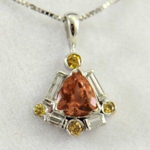 Trillion Imperial Topaz Pendant with White  Yellow Diamonds 2.JPG
