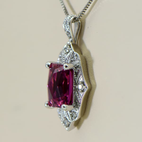 Vintage Style Radiant Cut Pink Tourmaline Pendant  Earring Set 3.JPG