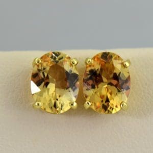 Custom 18k brazilian peach precious topaz stud earrings.JPG
