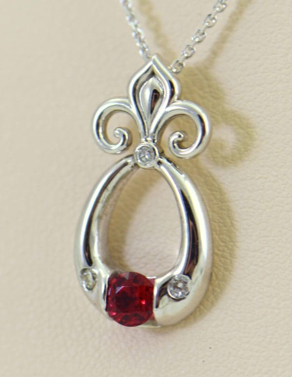 Custom Burmese Red Spinel Pendant with Fleur De Lis Bail.JPG 1