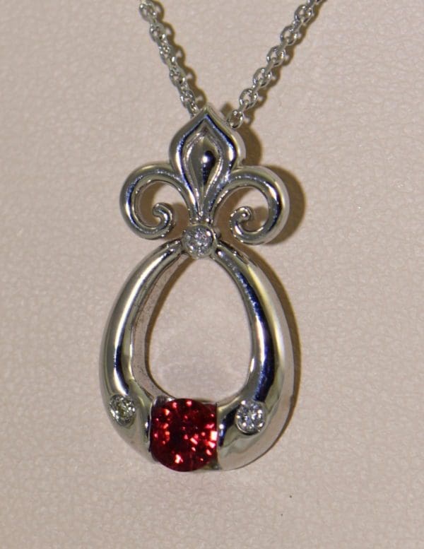 Custom Burmese Red Spinel Pendant with Fleur De Lis Bail 2.JPG 1