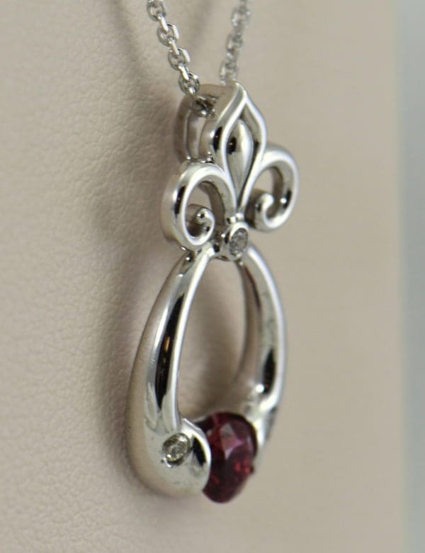 Custom Burmese Red Spinel Pendant with Fleur De Lis Bail 3.JPG 1