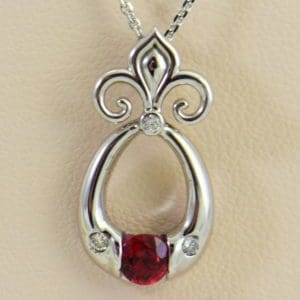 Custom Burmese Red Spinel Pendant with Fleur De Lis Bail 5.JPG 1