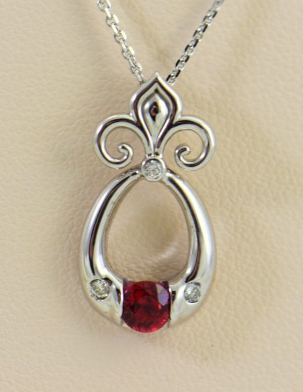 Custom Burmese Red Spinel Pendant with Fleur De Lis Bail 5.JPG 1