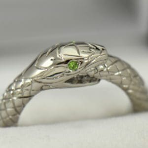 Custom Gent s Snake Ring with Demantoid Eyes.JPG