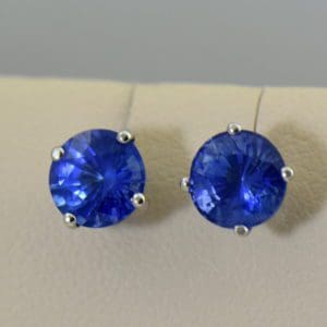 Round 6.2mm Ceylon Cornflower Blue Sapphire Stud Earrings.JPG