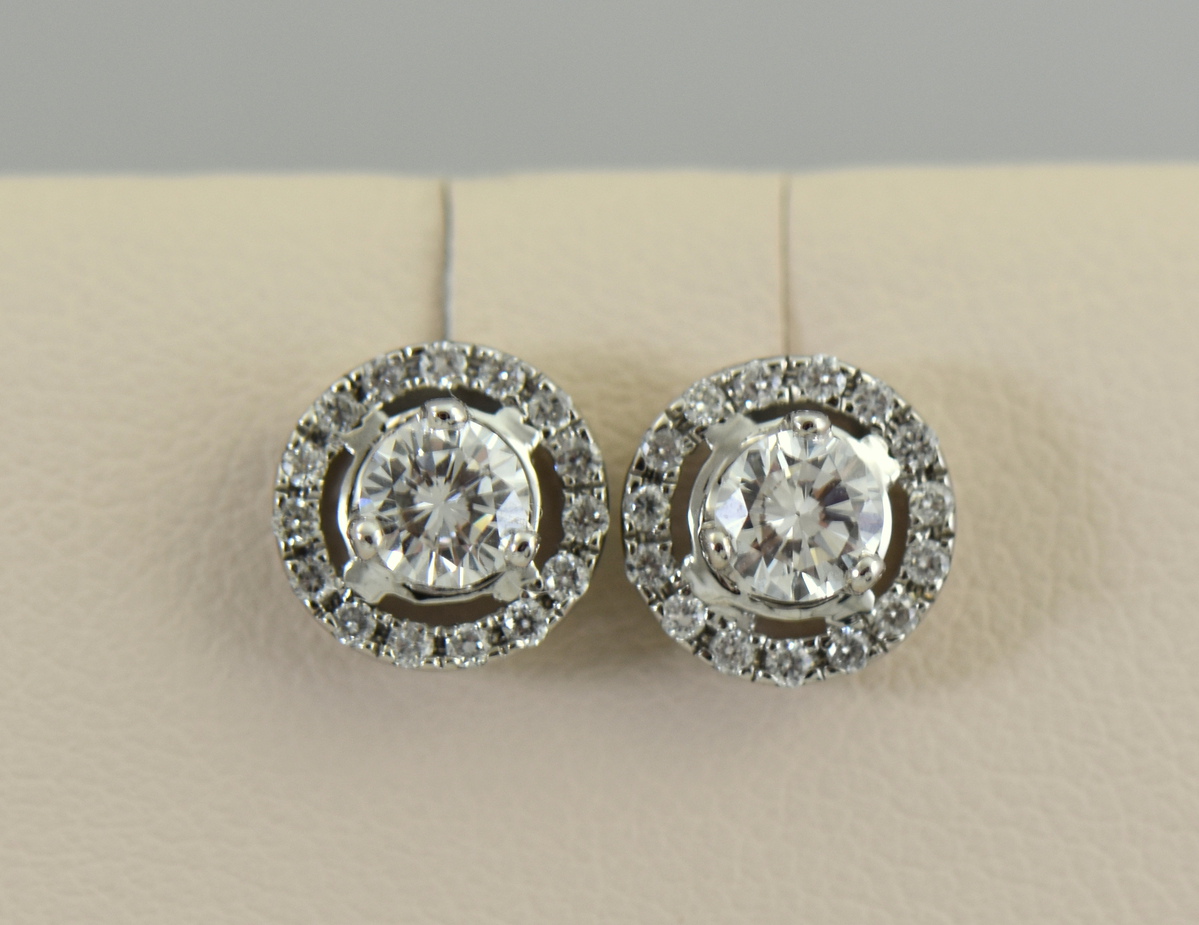 Round Halo Stud Earrings at Diamond and Gold Warehouse