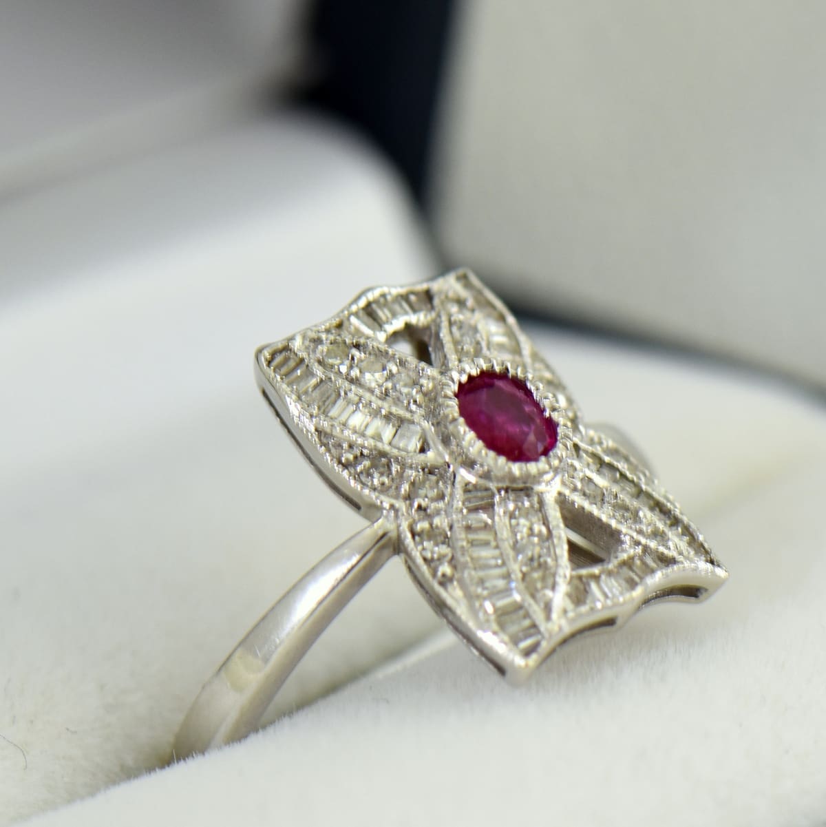 White gold ruby hotsell and diamond ring