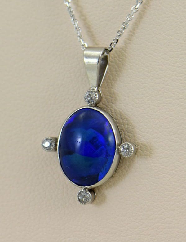 art deco platinum peacock black opal  diamond pendant.JPG
