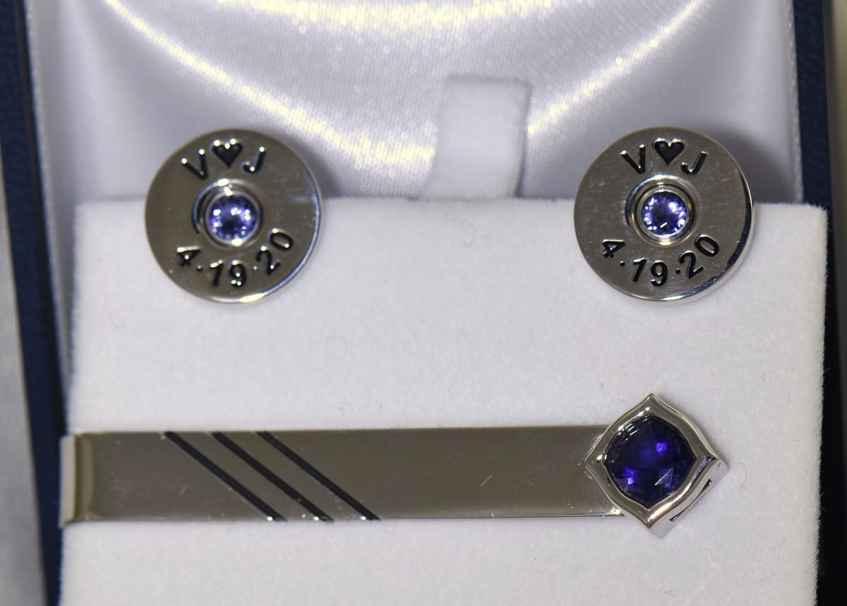 Iolite Cufflinks & Tie Bar Wedding Gift Exquisite Jewelry for Every
