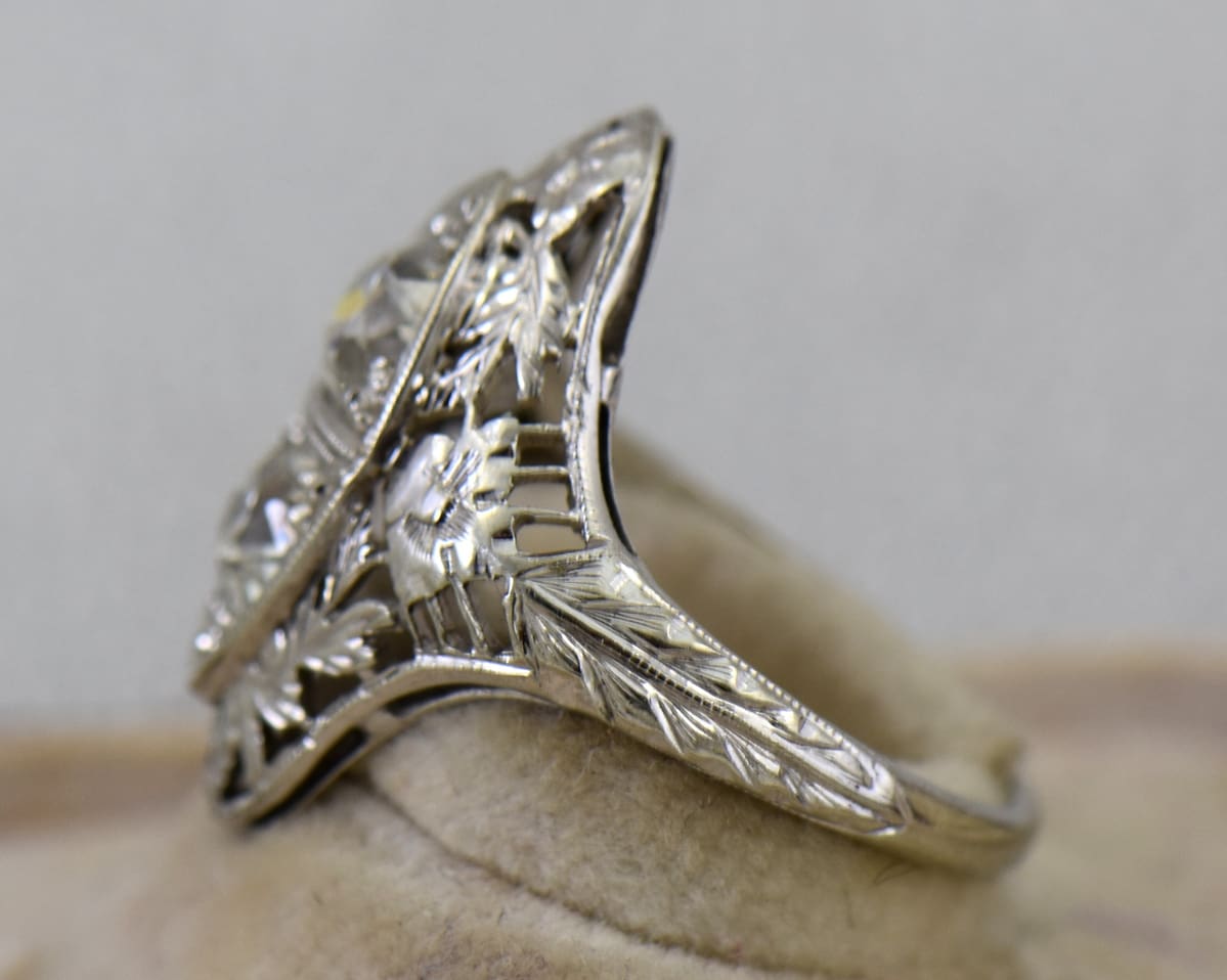 Art deco filigree ring sale