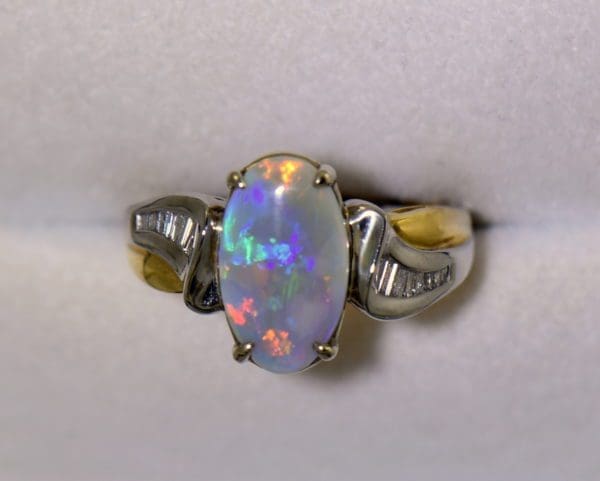 Custom Australian Opal Diamond Ring Platinum 18k 3.JPG