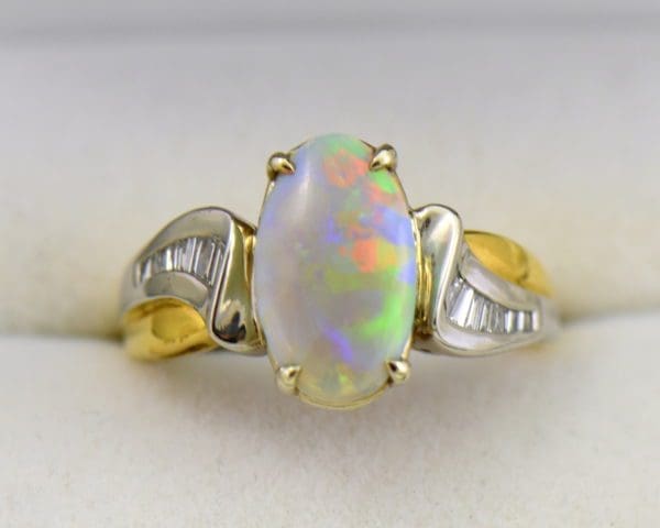 Custom Australian Opal Ring in Platinum & Yellow Gold