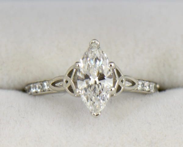 GIA 1.15ct F VS2 Marquise Diamond Ring in platinum with celtic details 3.JPG