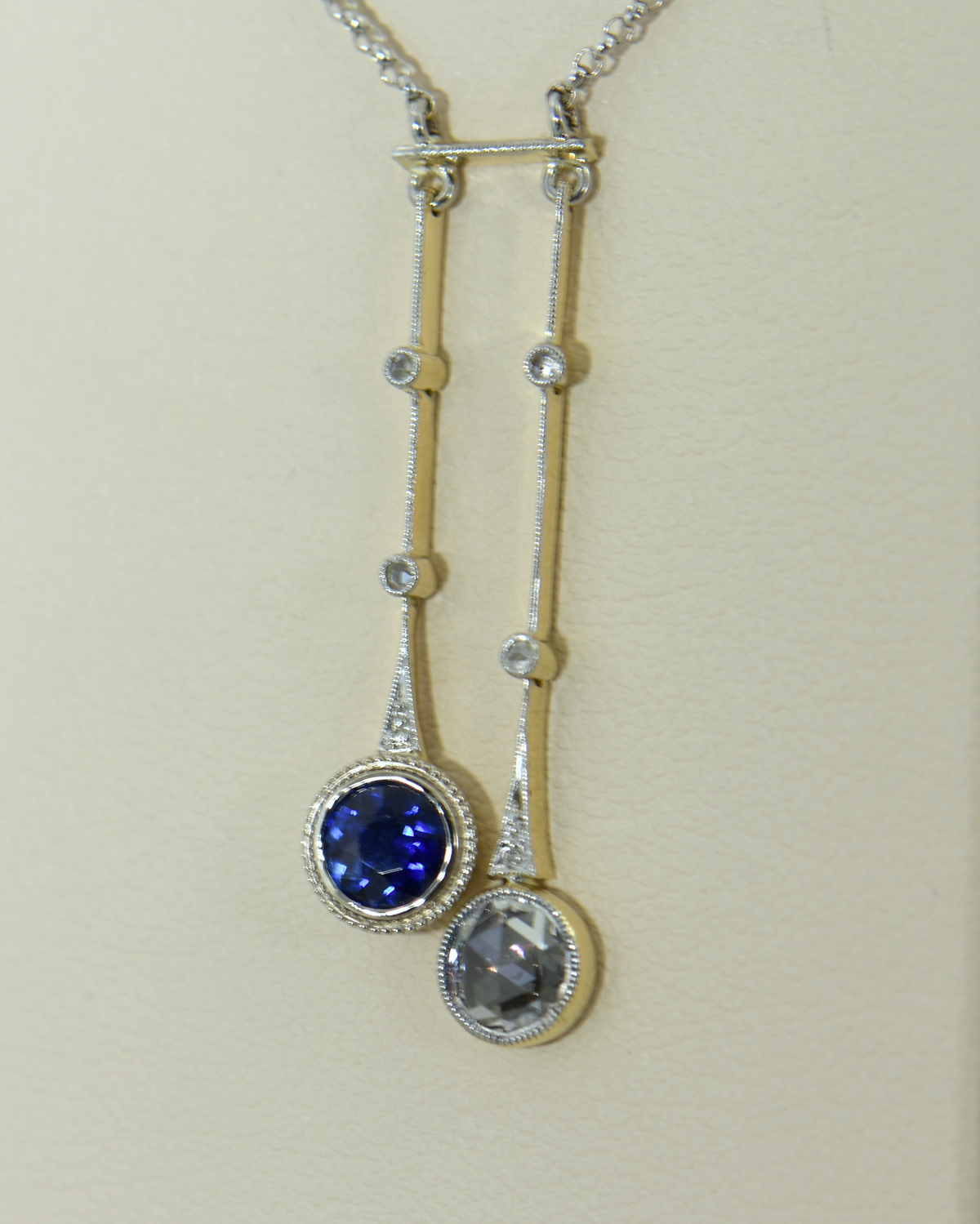 Negligee Necklace with Blue Sapphire & Rose Cut Diamonds | Exquisite ...