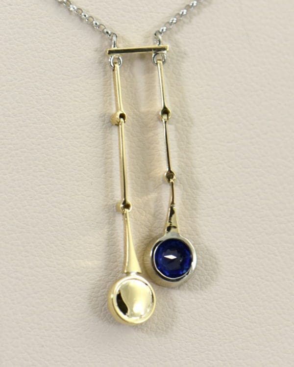 Unheated Blue Sapphire Rose Cut Diamond Neglegee circa 1900 2.JPG