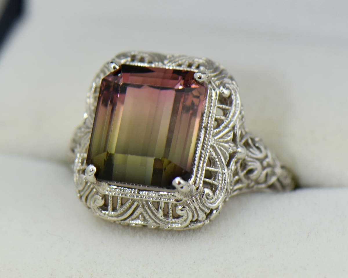 Vintage watermelon tourmaline ring sale