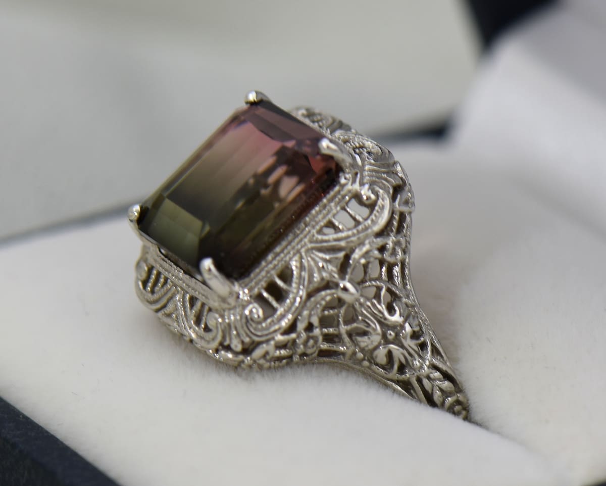 Vintage watermelon tourmaline ring sale