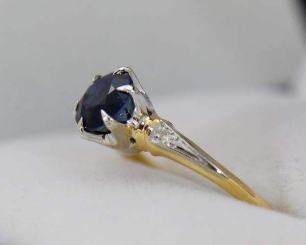 late deco granat bros navy blue sapphire engagement ring thin shank 2.JPG