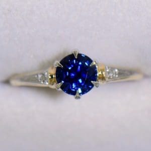 late deco granat bros navy blue sapphire engagement ring thin shank 3.JPG