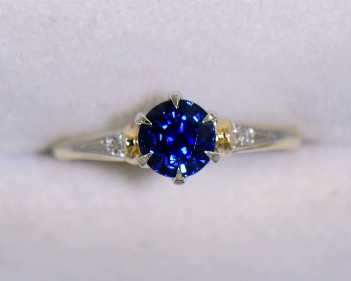 Late Deco Sapphire Diamond Engagement Ring Granat Bros