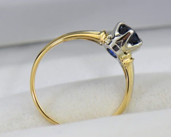 late deco granat bros navy blue sapphire engagement ring thin shank 6.JPG