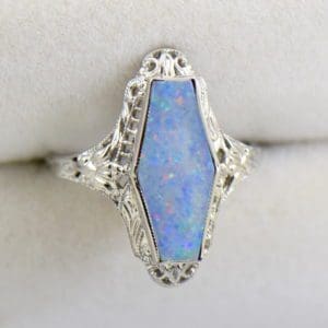 Art Deco filigree ring with hexagonal australian Opal 4.JPG