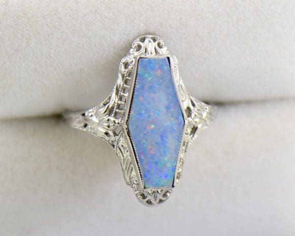 Art Deco filigree ring with hexagonal australian Opal 4.JPG