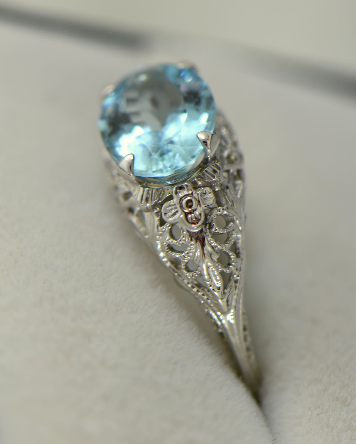 Aquamarine filigree deals ring