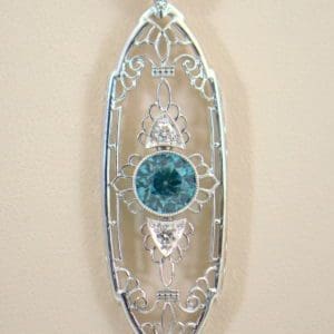 Deco Blue Zircon Pendant with White Gold Filigree 3.JPG