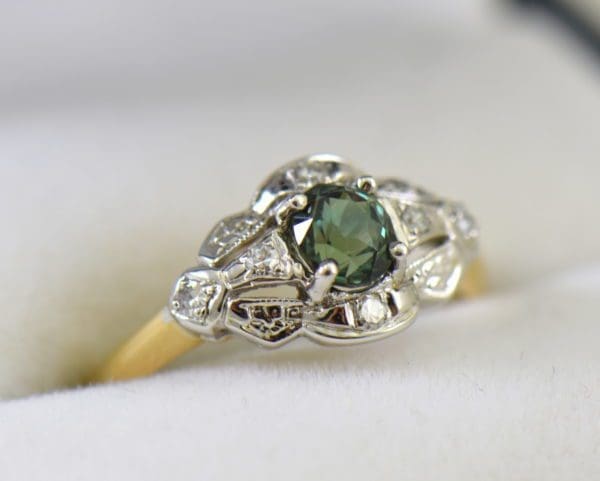 Late Deco Twotone Gold Ring with Sri Lankan Alexandrite.JPG