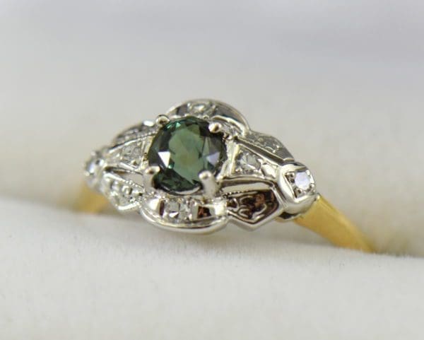 Late Deco Twotone Gold Ring with Sri Lankan Alexandrite 2.JPG