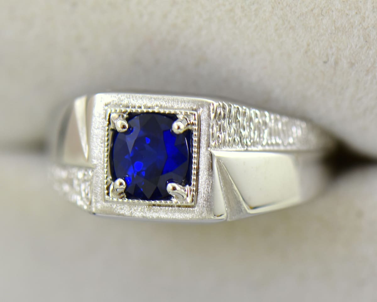 HandmadeTreasurIndia Blue Sapphire Ring, Mens Blue Sapphire Statement India  | Ubuy