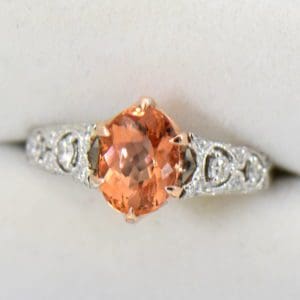 Peachy Pink Imperial Topaz Diamond Ring 3.JPG
