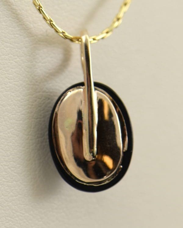 Victorian Gold Opal Rose Cut Diamond Onyx Pendant 3.JPG 1