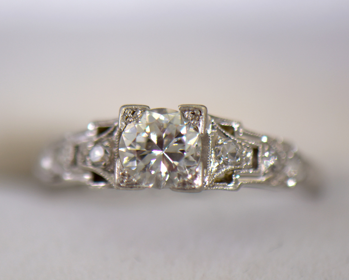 Unique platinum diamond engagement ring wedding ring