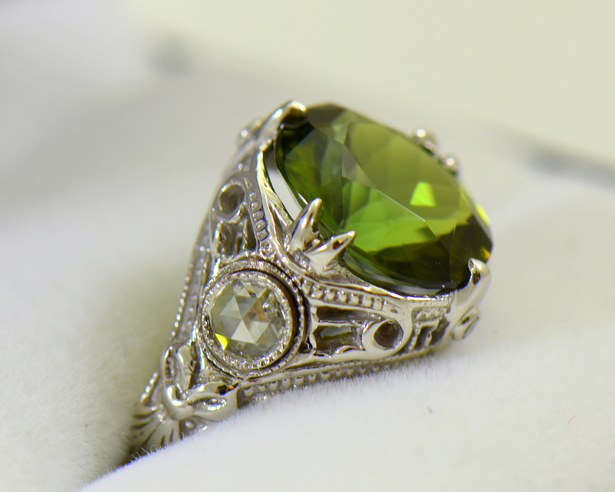 Natural Inspired green tourmaline ring set cluster emerald tourmaline –  PENFINE