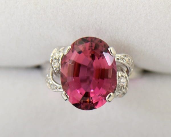 Mid Century Rosy Pink Tourmaline Cocktail Ring.JPG