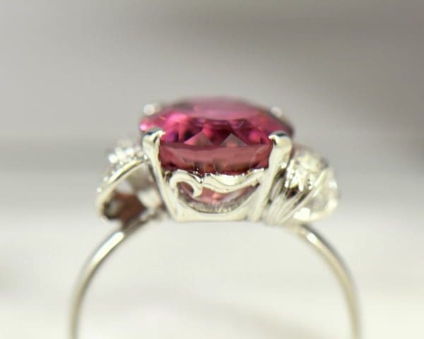 Mid Century Rosy Pink Tourmaline Cocktail Ring 3.JPG