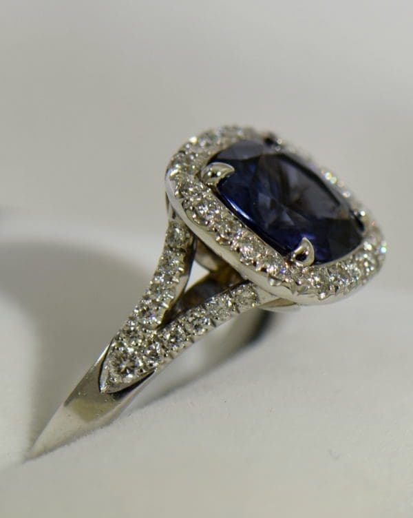 Burmese blue grey spinel in cushion halo engagement ring 3.JPG