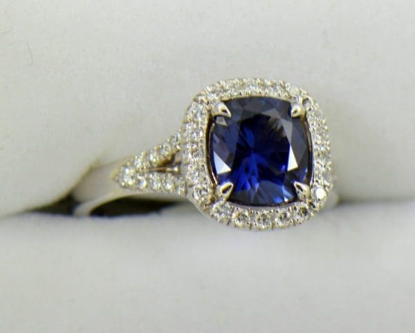 Burmese blue grey spinel in cushion halo engagement ring 6.JPG