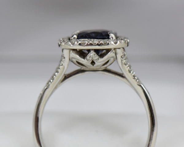 Burmese blue grey spinel in cushion halo engagement ring 7.JPG