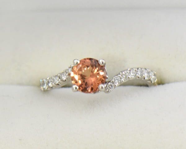 Diane s Apricot Peach Natural Sapphire Diamond Swirl Ring.JPG