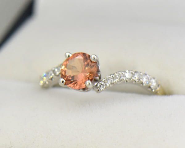 Diane s Apricot Peach Natural Sapphire Diamond Swirl Ring 2.JPG