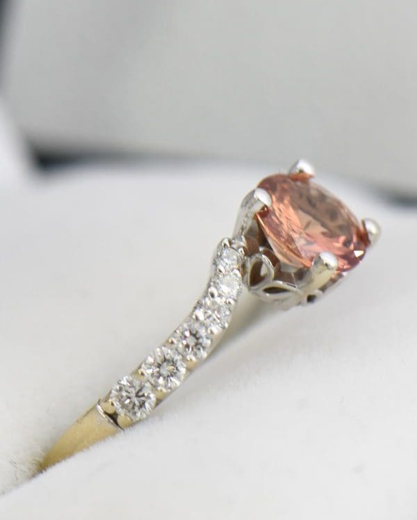 Diane s Apricot Peach Natural Sapphire Diamond Swirl Ring 3.JPG