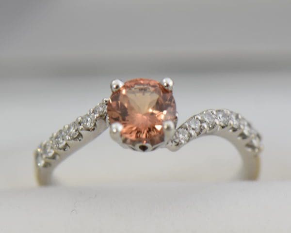 Diane s Apricot Peach Natural Sapphire Diamond Swirl Ring 4.JPG
