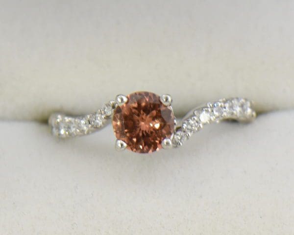 Diane s Apricot Peach Natural Sapphire Diamond Swirl Ring 5.JPG