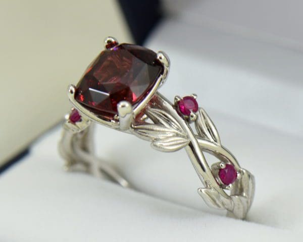 G Custom 7ct Garnet Floral Engagement Ring with Ruby Leaves in band 2.JPG