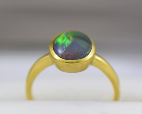Lightning Ridge Red Flagstone Black Opal Solitaire Ring in 18k yellow gold 6.JPG